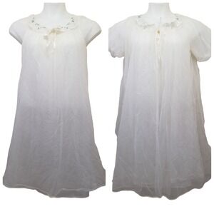 Peignoir M Nightgown Robe Set Negligee Sheer Chiffon Lingerie Fairie Princess